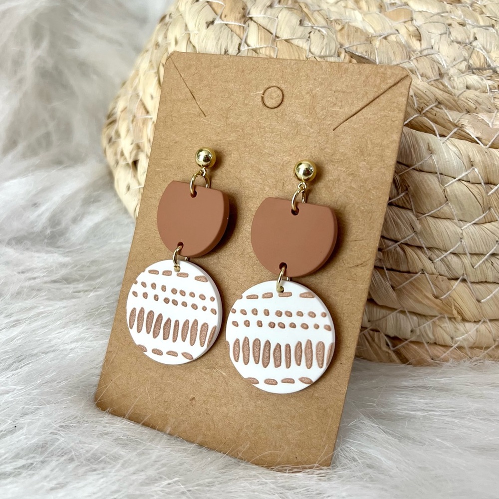 Cute Round Patterned Acrylic Earrings